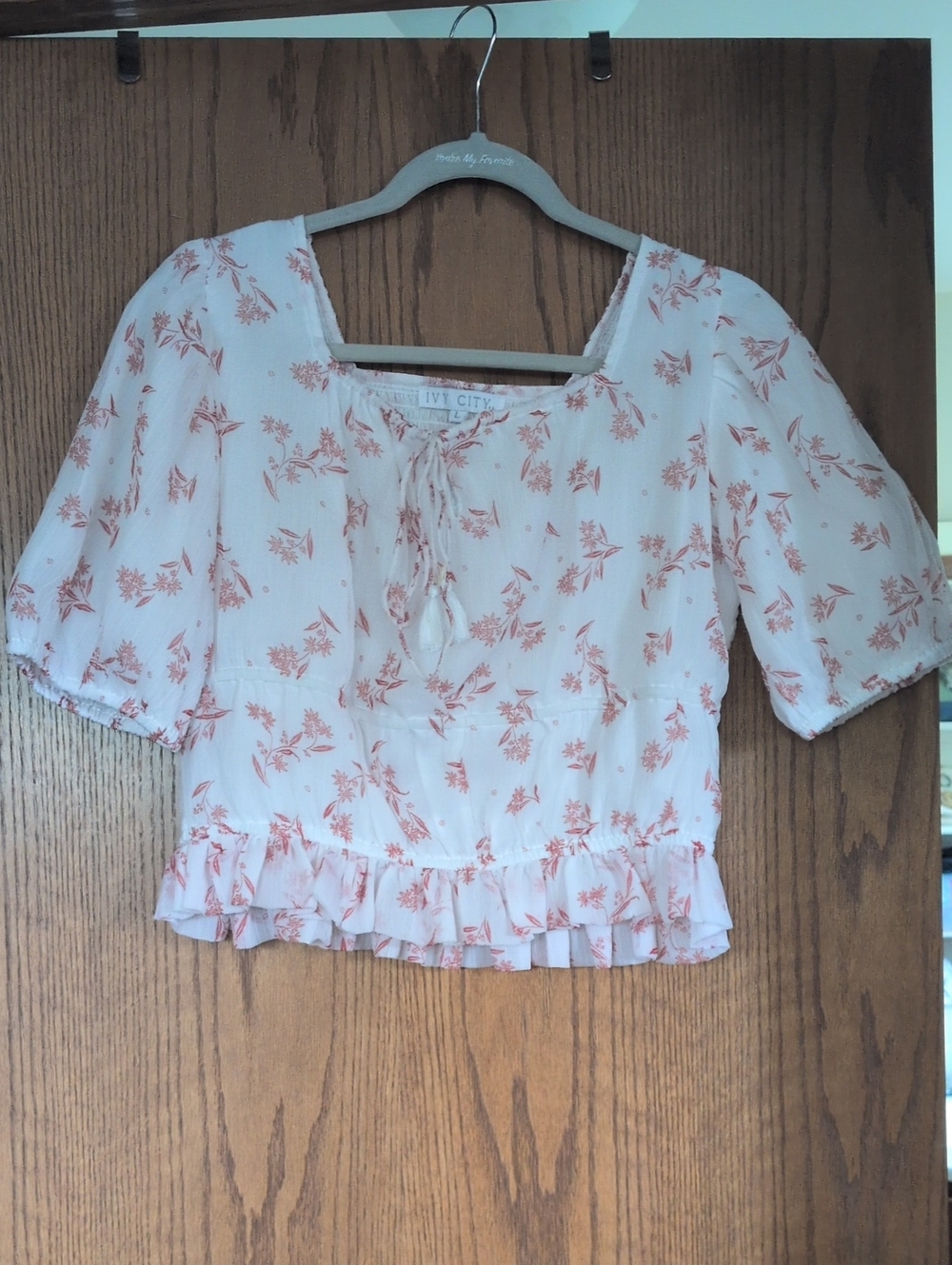 Ivy City Co White Blouse And Skirt Set with Dusty Rose Floral Print